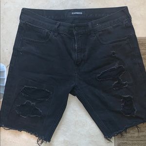 Express black denim shorts